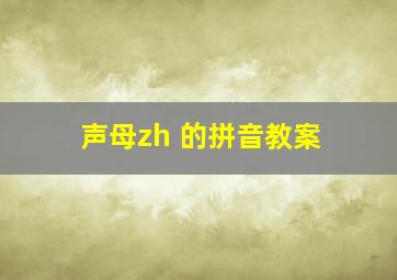 声母zh 的拼音教案